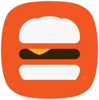 My Burger company logo featuring a stylized burger icon on an orange background.